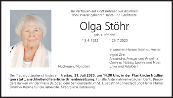 Anzeige von Olga Stöhr von MGO