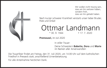 Anzeige von Ottmar Landmann von MGO