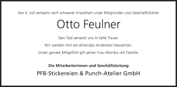 Anzeige von Otto Feulner von MGO