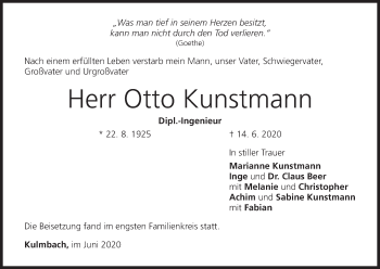 Anzeige von Otto Kunstmann von MGO