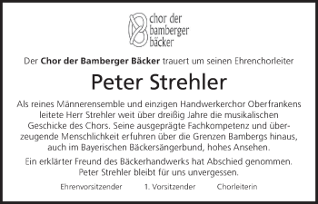 Anzeige von Peter Strehler von MGO
