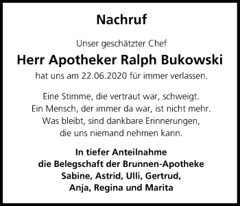Anzeige von Ralph Bukowski von MGO