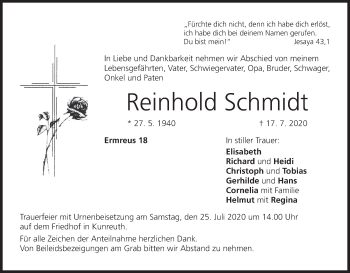 Anzeige von Reinhold Schmidt von MGO
