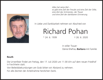 Anzeige von Richard Pohan von MGO