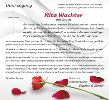 Anzeige von Rita Wachter von MGO