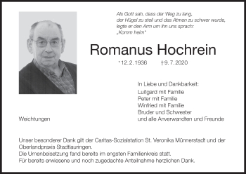 Anzeige von Romanus Hochrein von MGO