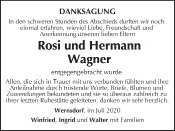 Anzeige von Rosi Wagner von MGO