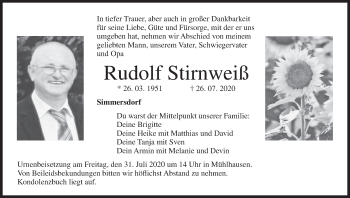 Anzeige von Rudolf Stirnweiß von MGO