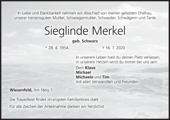 Anzeige von Sieglinde Merkel von MGO