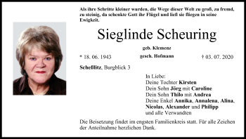 Anzeige von Sieglinde Scheuring von MGO