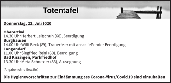 Anzeige von Totentafel vom 23.07.2020 von MGO