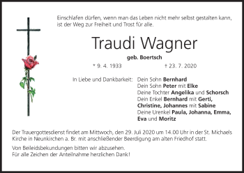 Anzeige von Traudi Wagner von MGO