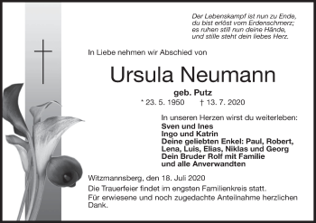 Anzeige von Ursula Neumann von MGO