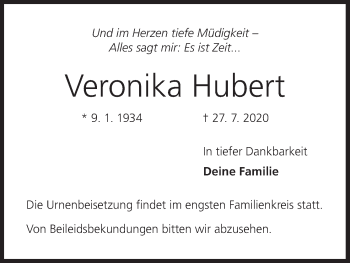 Anzeige von Veronika Hubert von MGO