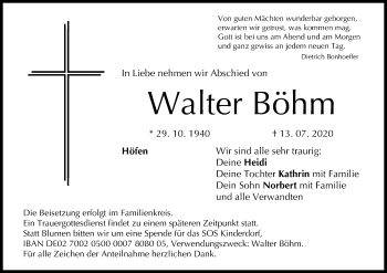 Anzeige von Walter Böhm von MGO