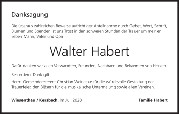 Anzeige von Walter Habert von MGO