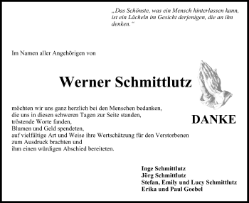 Anzeige von Werner Schmittlutz von MGO