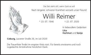 Anzeige von Willi Reimer von MGO