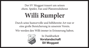 Anzeige von Willi Rumpler von MGO