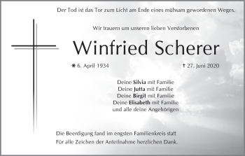Anzeige von Winfried Scherer von MGO