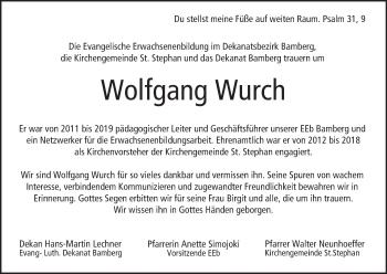 Anzeige von Wolfgang Wurch von MGO