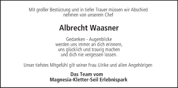 Anzeige von Albrecht Waasner von MGO