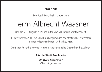 Anzeige von Albrecht Waasner von MGO