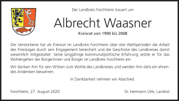 Anzeige von Albrecht Waasner von MGO