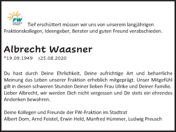 Anzeige von Albrecht Waasner von MGO