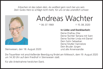 Anzeige von Andreas Wachter von MGO
