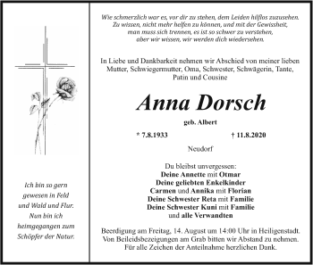 Anzeige von Anna Dorsch von MGO