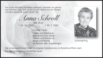 Anzeige von Anna Schroll von MGO