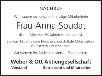 Anzeige von Anna Spudat von MGO