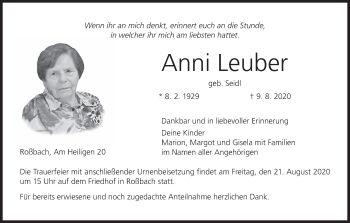 Anzeige von Anni Leuber von MGO