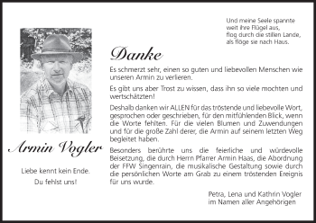 Anzeige von Armin Vogler von MGO