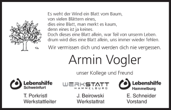 Anzeige von Armin Vogler von MGO