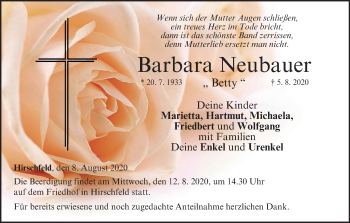 Anzeige von Barbara Neubauer von MGO