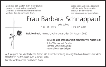 Anzeige von Barbara Schnappauf von MGO