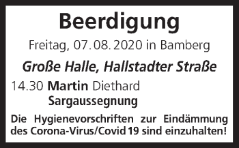 Anzeige von Beerdigungen vom 07.08.2020 von MGO