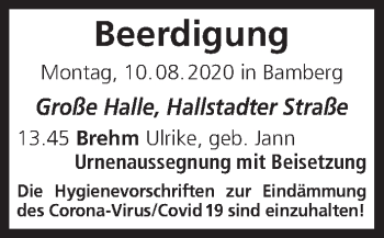 Anzeige von Beerdigungen vom 10.08.2020 von MGO