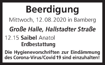 Anzeige von Beerdigungen vom 12.08.2020 von MGO