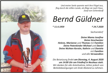 Anzeige von Bernd Güldner von MGO