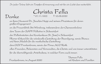 Anzeige von Christa Fella von MGO