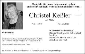 Anzeige von Christel Keßler von MGO