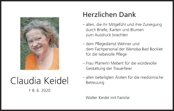 Anzeige von Claudia Keidel von MGO