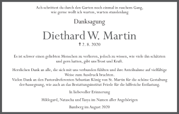 Anzeige von Diethard W. Martin von MGO