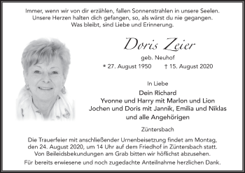 Anzeige von Doris Zeier von MGO