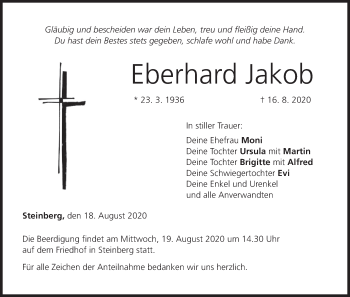 Anzeige von Eberhard Jakob von MGO