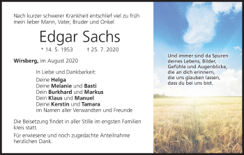Anzeige von Edgar Sachs von MGO