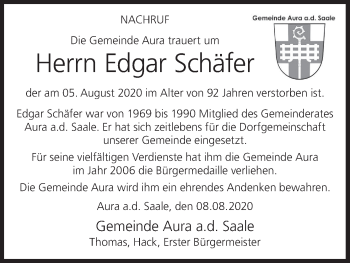 Anzeige von Edgar Schäfer von MGO